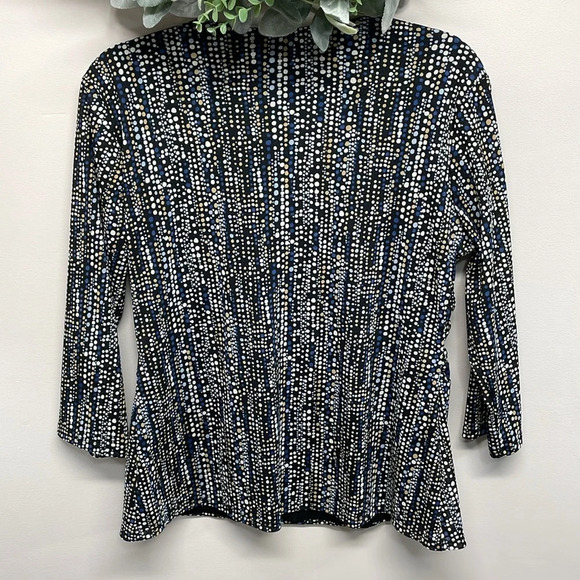 Nine & Co by Nine West 3/4 Sleeve Crossover V-Neck Polka Dot Blouse L - Picture 2 of 15